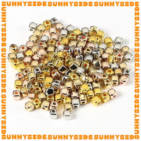 Gói 100/200 Hạt Cườm Nhựa CCB Hình Vuông Màu Vàng Xỏ Vòng Làm Trang Sức Handmade DIY