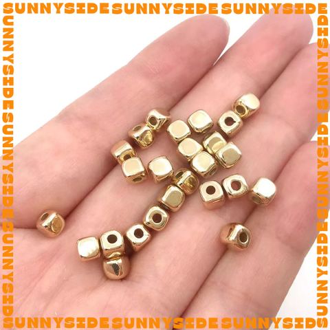 Gói 100/200 Hạt Cườm Nhựa CCB Hình Vuông Màu Vàng Xỏ Vòng Làm Trang Sức Handmade DIY