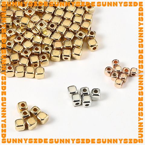 Gói 100/200 Hạt Cườm Nhựa CCB Hình Vuông Màu Vàng Xỏ Vòng Làm Trang Sức Handmade DIY