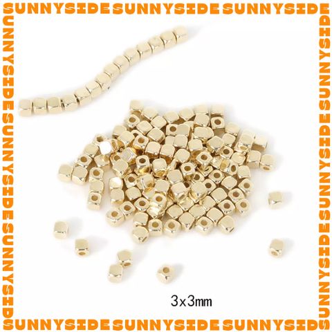 Gói 100/200 Hạt Cườm Nhựa CCB Hình Vuông Màu Vàng Xỏ Vòng Làm Trang Sức Handmade DIY