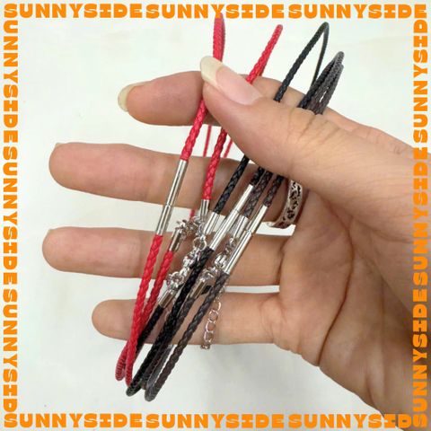 (2mm x 45cm) Dây Chuyền Dây Da Đan Vảy Rồng Đeo Cổ Khóa Inox Thép Không Gỉ Cao Cấp