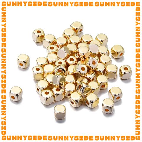 Gói 100/200 Hạt Cườm Nhựa CCB Hình Vuông Màu Vàng Xỏ Vòng Làm Trang Sức Handmade DIY