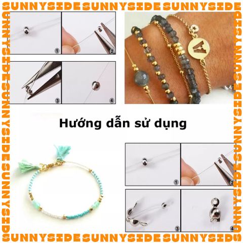 50 Hạt Bi Bóp Bi Chặn Inox Thép Không Gỉ Cao Cấp Kẹp Cố Định Xỏ Vòng Làm Trang Sức Handmade DIY