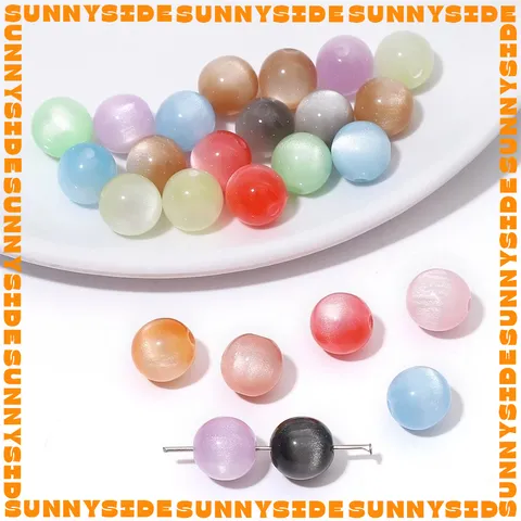 Gói 10 Hạt Cườm Nhựa Hiệu Ứng Mắt Mèo Loại 1 Size 10mm Làm Phụ Kiện Trang Sức Handmade DIY