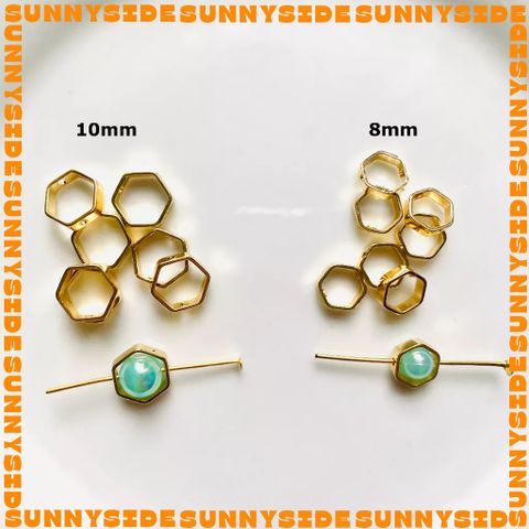 Gói 5 Cái Charm Khung Lồng Hạt Mạ Vàng 14K Hình Lục Giác Cao Cấp Làm Trang Sức Handmade DIY
