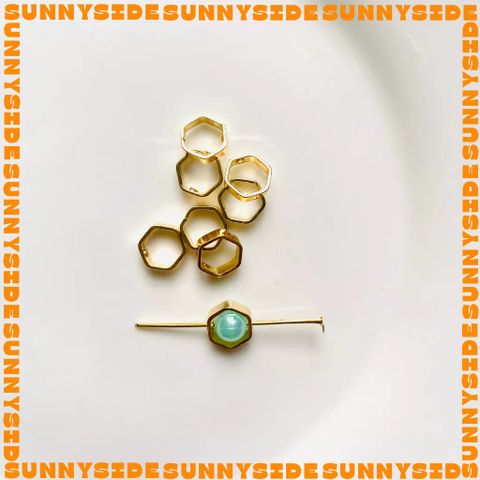 Gói 5 Cái Charm Khung Lồng Hạt Mạ Vàng 14K Hình Lục Giác Cao Cấp Làm Trang Sức Handmade DIY