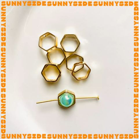 Gói 5 Cái Charm Khung Lồng Hạt Mạ Vàng 14K Hình Lục Giác Cao Cấp Làm Trang Sức Handmade DIY