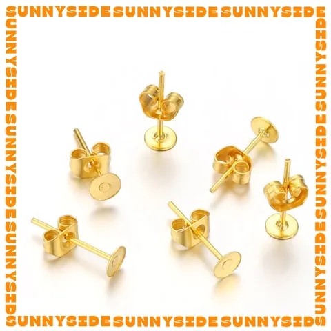 10 Cặp Móc Bông Tai Đĩa Phẳng Dùng Làm Phôi Khuyên Tai / Trang Sức Handmade DIY Phụ Kiện Đế Khuyên Tai