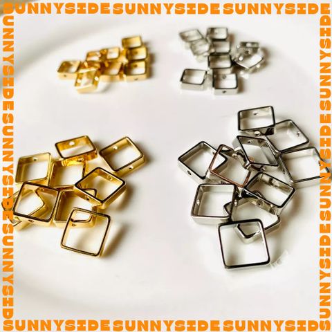 Gói 5 Cái Charm Khung Lồng Hạt Mạ Vàng 14K Hình Vuông Cao Cấp Làm Trang Sức Handmade DIY