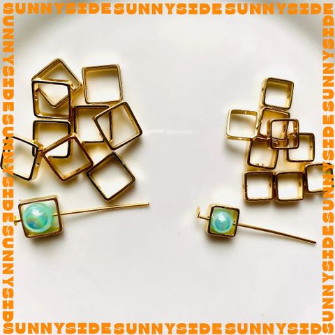 Gói 5 Cái Charm Khung Lồng Hạt Mạ Vàng 14K Hình Vuông Cao Cấp Làm Trang Sức Handmade DIY