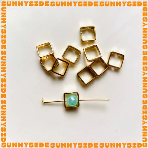 Gói 5 Cái Charm Khung Lồng Hạt Mạ Vàng 14K Hình Vuông Cao Cấp Làm Trang Sức Handmade DIY