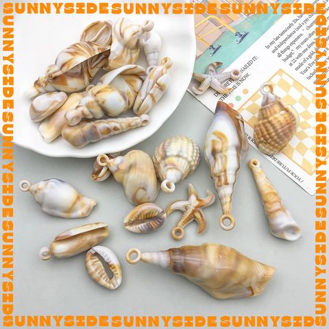 01 Charm Vỏ Sò Vỏ Ốc Nhựa Màu Loang Xà Cừ Làm Vòng Đeo Tay Mặt Dây Chuyền Phụ Kiện Trang Sức