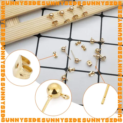 5 Cặp Móc Bông Tai Hình Cầu Đặc Có Móc Tròn Mạ Vàng 18K Cao Cấp Dùng Làm Đầu Khuyên Tai / Trang Sức Hanmade DIY