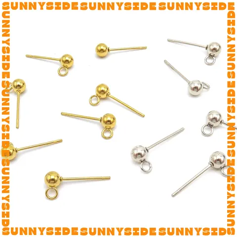5 Cặp Móc Bông Tai Hình Cầu Đặc Có Móc Tròn Mạ Vàng 18K Cao Cấp Dùng Làm Đầu Khuyên Tai / Trang Sức Hanmade DIY