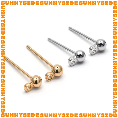 5 Cặp Móc Bông Tai Hình Cầu Đặc Có Móc Tròn Mạ Vàng 18K Cao Cấp Dùng Làm Đầu Khuyên Tai / Trang Sức Hanmade DIY