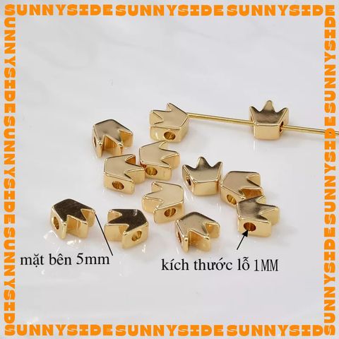 10/20 Charm Hạt Cườm Mạ Vàng 18K 5mm Xỏ Lỗ Hình Trái Tim Ngôi Sao Vương Miện Cao Cấp Làm Trang Sức