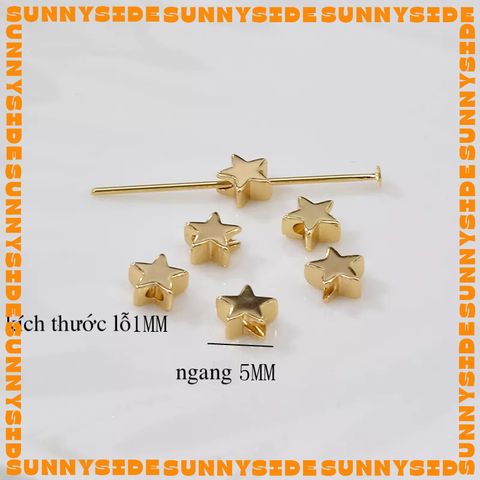 10/20 Charm Hạt Cườm Mạ Vàng 18K 5mm Xỏ Lỗ Hình Trái Tim Ngôi Sao Vương Miện Cao Cấp Làm Trang Sức