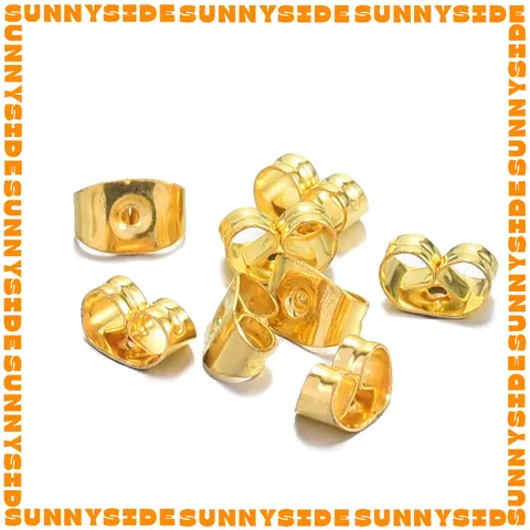 10 Đôi Nút Chặn Bông Tai Inox Thép Không Gỉ Mạ Vàng 18K Cao Cấp Làm Trang Sức Handmade DIY