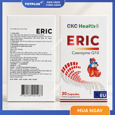 Eric Coenzyme Q10 - Bổ Sung Coenzyme Q10, Hỗ Trợ Tốt Cho Sức Khỏe Tim Mạch - Hộp 30 Viên