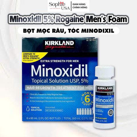 Tinh chất mọc tóc Minoxidil 5% Kirkland USA - Giải pháp trị hói đầu cho nam hiệu quả, tăng cường tự tin, FDA chứng nhận.