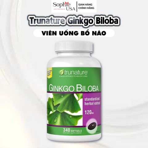 Viên uống bổ não Trunature Ginkgo Biloba 340 viên - Tăng cường trí nhớ và lưu thông tuần hoàn máu, Mỹ
