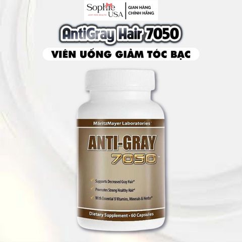 Viên Uống Giảm Tóc Bạc Sớm AntiGray Hair 7050 - Hỗ Trợ Tóc Khỏe Mạnh, Bóng Mượt, Xuất Xứ Mỹ, Dành Cho Nam Nữ
