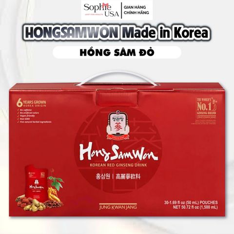 Nước Hồng Sâm Hong Sam Won 30 Gói - Tinh Chất Hồng Sâm Hàn Quốc Tăng Cường Sức Khỏe, Bồi Bổ Cơ Thể, Giải Độc Tố