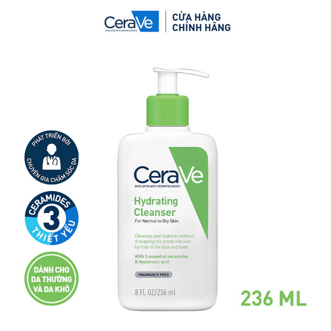 Sữa Rửa Mặt CeraVe Làm Sạch & Dưỡng Ẩm Dịu Nhẹ 236ml/473ml - Dành Cho Da Nhạy Cảm, Kiểm Soát Mụn Hiệu Quả 752937