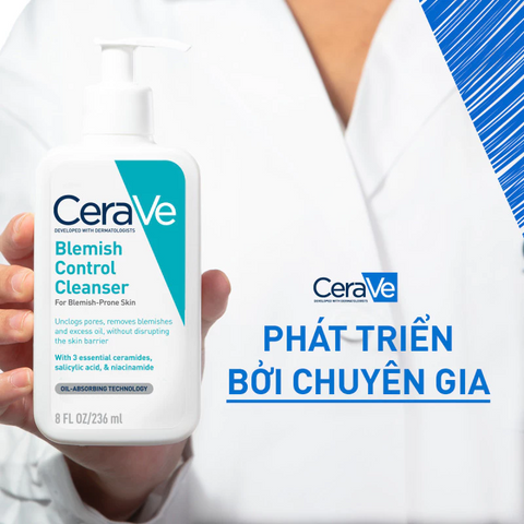 Sữa Rửa Mặt CeraVe Làm Sạch & Dưỡng Ẩm Dịu Nhẹ 236ml/473ml - Dành Cho Da Nhạy Cảm, Kiểm Soát Mụn Hiệu Quả 752937
