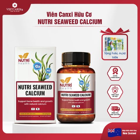 Viên Uống Canxi Hữu Cơ Nutri Seaweed Calcium 60 Viên - Bổ Sung Canxi Từ Tảo Biển New Zealand Hỗ Trợ Xương Chắc Khỏe và Tăng Chiều Cao