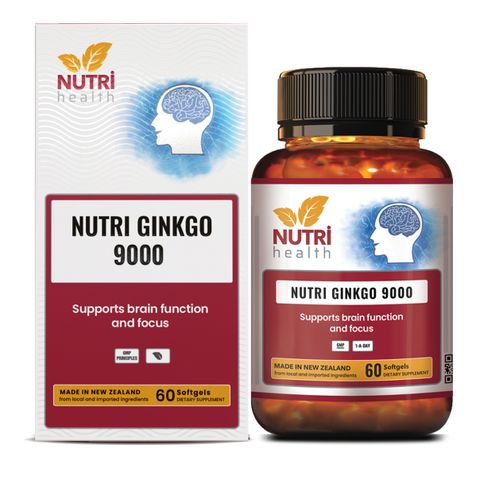 Viên Uống Bổ Não Nutri Ginkgo 9000 - Thực Phẩm Bảo Vệ Sức Khỏe Nhập Khẩu New Zealand, 60 Viên, Hỗ Trợ Tăng Cường Tuần Hoàn Não