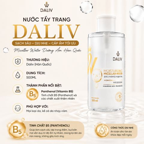 [Tặng bông tẩy trang Care4u] Nước Tẩy Trang Daliv Hàn Quốc 500ml Panthenol B5 Dịu Nhẹ Cho Da Nhạy Cảm
