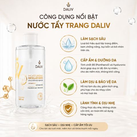 [Tặng bông tẩy trang Care4u] Nước Tẩy Trang Daliv Hàn Quốc 500ml Panthenol B5 Dịu Nhẹ Cho Da Nhạy Cảm