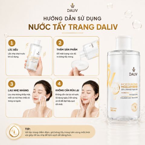 [Tặng bông tẩy trang Care4u] Nước Tẩy Trang Daliv Hàn Quốc 500ml Panthenol B5 Dịu Nhẹ Cho Da Nhạy Cảm