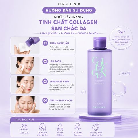 [Tặng mút trang điểm] Nước Tẩy Trang Orjena 300ML Làm Sạch Sâu Bụi Bẩn Dưỡng Ẩm Da Mặt Dịu Nhẹ Cho Mọi Loại Da