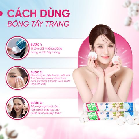 [Tặng mặt nạ] Combo 5 gói bông tẩy trang Ipek siêu mềm mịn không xơ bông 150 miếng( 5x150 miếng)