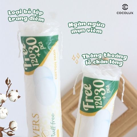 Combo 2 bông Tẩy Trang Skinlovers 150 miếng Tự Nhiên Lành Tính Mềm Mịn Không Xơ Khi Lau Mặt