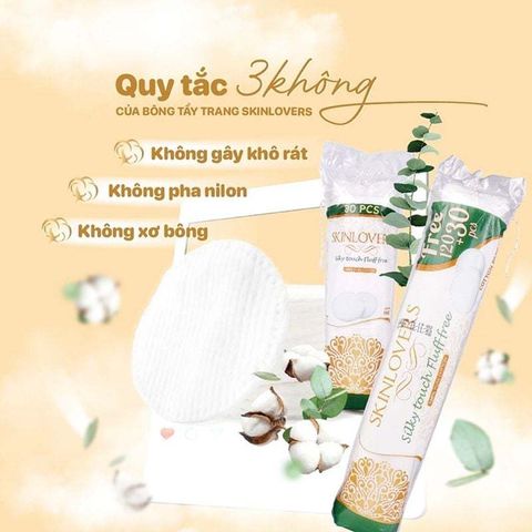 Bông Tẩy Trang Skinlovers 150 Miếng Cotton Tự Nhiên Mềm Mịn Làm Sạch Dịu Nhẹ Không Xơ Cho Da Nhạy Cảm