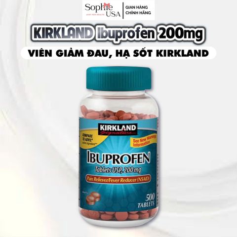 Viên Uống Giảm Đau Hạ Sốt Kirkland Ibuprofen 200mg - 500 Viên, Chống Viêm, Hạ Sốt, Giảm Đau Nhức Cơ Khớp USA
