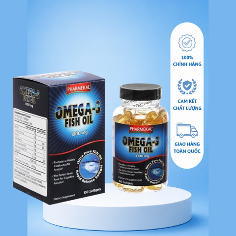 [Nhập khẩu] Dầu cá Pharmekal Omega 3 1000mg hỗ trợ tăng cường sức khỏe tim mạch (Hộp 100 viên)