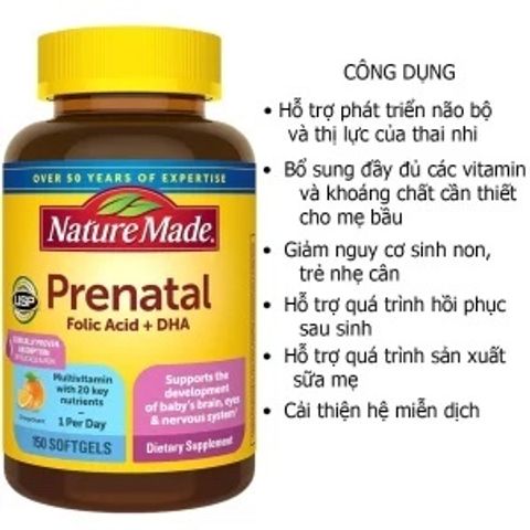 Vitamin tổng hợp cho bà bầu Prenatal Folic Acid DHA 150 Viên Mỹ_Bee Mart