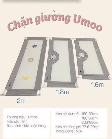 Thanh Chắn Giường Cho Bé Umoo Cao Cấp Hình Thú đáng yêu Nâng Hạ 2 Bên, Dễ Dàng Lắp Đặt  Cho Bé