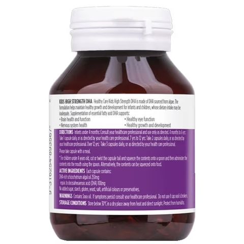 Viên uống bổ sung DHA cho bé Healthy Care Kids DHA High Strength cho trẻ từ 4 tháng tuổi