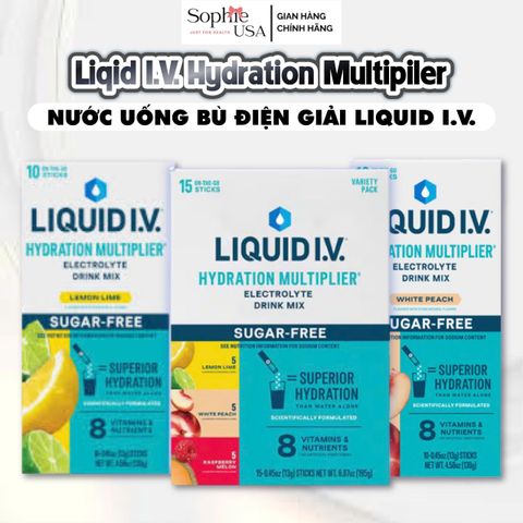 [Hộp 15 gói ]Hàng Mỹ Nước Uống Bù Điện Giải Liquid I.V. Hydration Multiplier