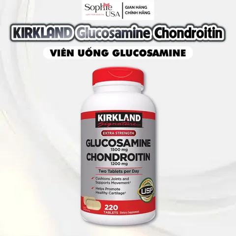 Viên Uống Hỗ Trợ Khớp Kirkland Glucosamine 1500mg - 280 Viên Bổ Sung Xương Khớp Từ Mỹ, Không Gây Phản Ứng Phụ