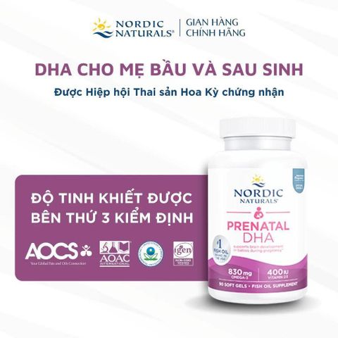 DHA Bầu Nordic Naturals Mỹ (omega 3 ) - Không Tanh, Hộp 90 viên