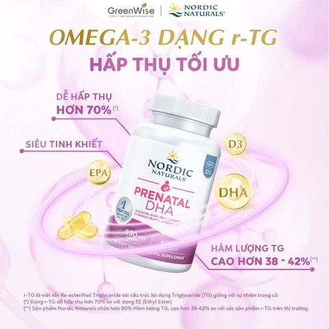DHA Bầu Nordic Naturals Mỹ (omega 3 ) - Không Tanh, Hộp 90 viên