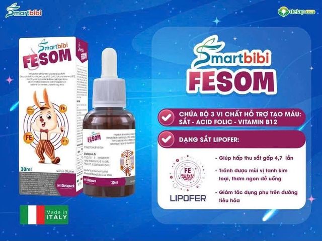 Sắt Smartbibi ,hỗ trợ tạo hồng cầu hương trái cây, 30 ml ,dạng nhỏ giọt cho trẻ từ sơ sinh và mọi lứa tuổi