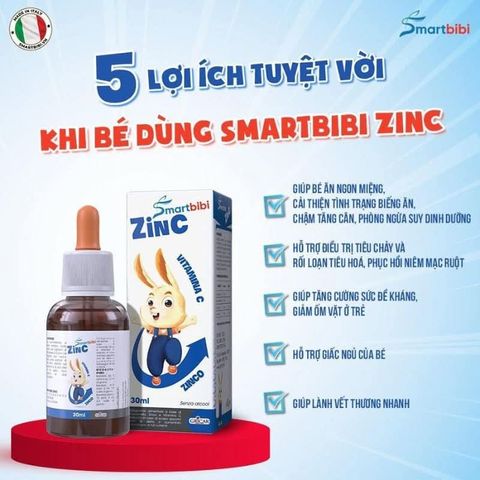 Kẽm chelate hữu cơ Smartbibi ZinC, cải thiện biếng ăn và tăng đề kháng cho trẻ date 12/2028