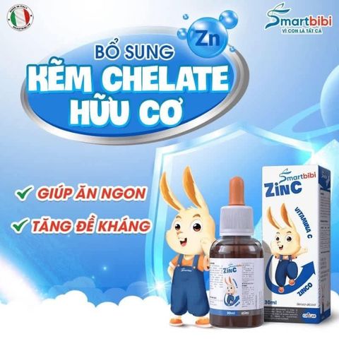 Kẽm chelate hữu cơ Smartbibi ZinC, cải thiện biếng ăn và tăng đề kháng cho trẻ date 12/2028